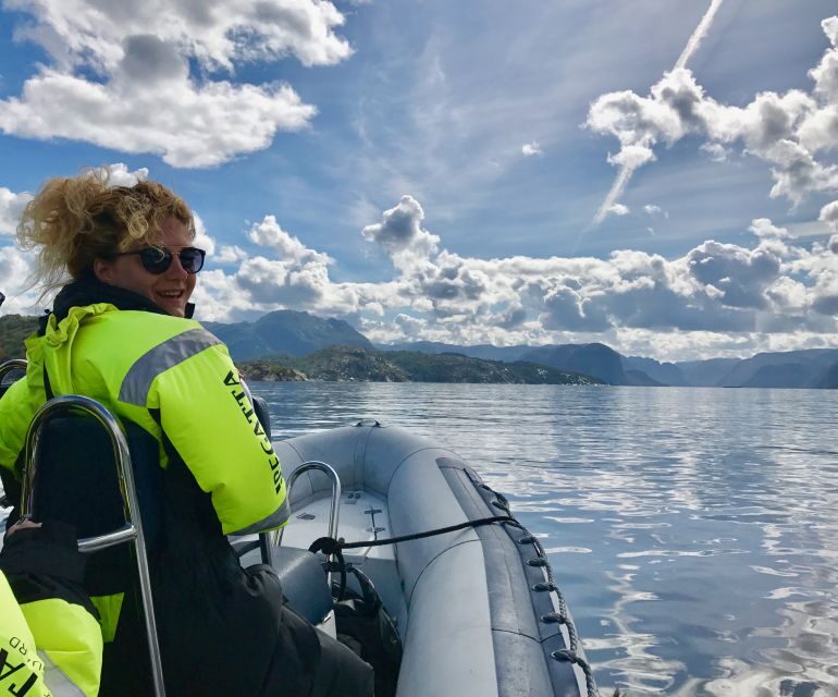 From Stavanger: RIB Tour to Lysefjord - Warm floating suits and a real RIB ride: how it feels in motion
